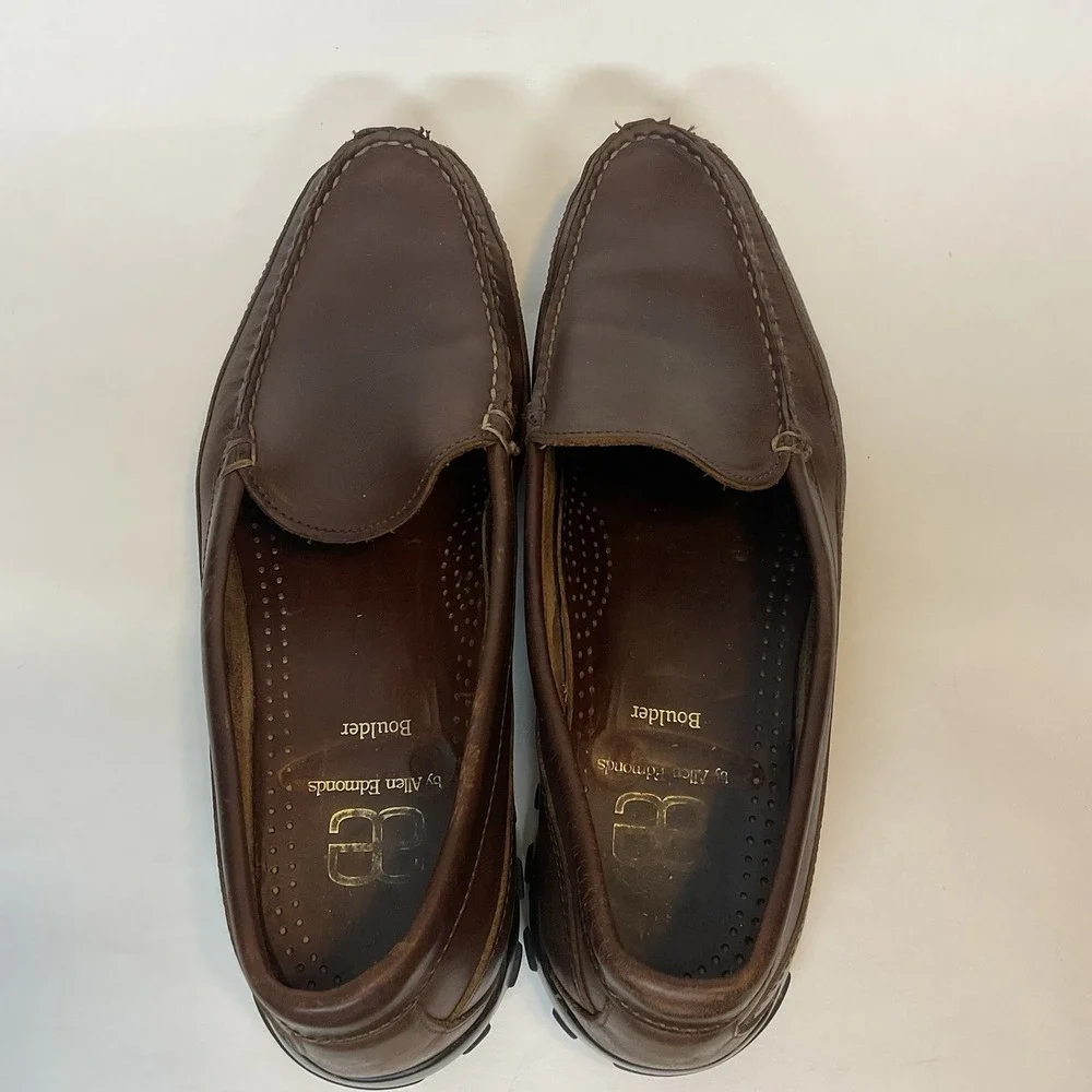 Allen Edmonds Boulder Dark Brown Leather Loafer Shoes Slip‎ On Solid Men Size 9D